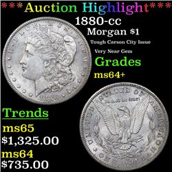 ***Auction Highlight*** 1880-cc Morgan Dollar $1 Grades Choice+ Unc (fc)