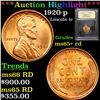 Image 1 : ***Auction Highlight*** 1920-p Lincoln Cent 1c Graded Gem+ Unc RD By USCG (fc)