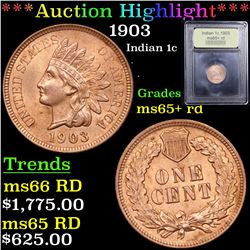 ***Auction Highlight*** 1903 Indian Cent 1c Graded Gem+ Unc RD By USCG (fc)