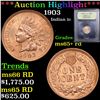 Image 1 : ***Auction Highlight*** 1903 Indian Cent 1c Graded Gem+ Unc RD By USCG (fc)