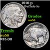 Image 1 : 1916-p Buffalo Nickel 5c Grades Select AU