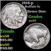 Image 1 : 1918-p Buffalo Nickel 5c Grades Select AU