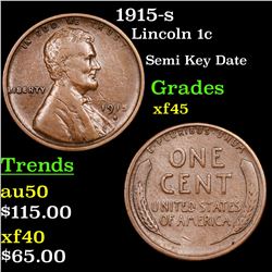 1915-s Lincoln Cent 1c Grades xf+