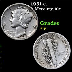 1931-d Mercury Dime 10c Grades f+