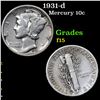 Image 1 : 1931-d Mercury Dime 10c Grades f+