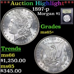 ***Auction Highlight*** 1897-p Morgan Dollar $1 Graded GEM+ Unc By USCG (fc)