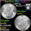 Image 1 : ***Auction Highlight*** 1897-p Morgan Dollar $1 Graded GEM+ Unc By USCG (fc)