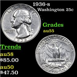 1936-s Washington Quarter 25c Grades Choice AU