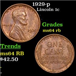 1929-p Lincoln Cent 1c Grades Choice Unc RB