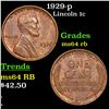 Image 1 : 1929-p Lincoln Cent 1c Grades Choice Unc RB