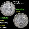 Image 1 : 1904-p Barber Quarter 25c Grades xf+