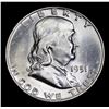 Image 2 : 1951-d Franklin Half Dollar 50c Grades Choice Unc+ FBL