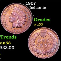 1907 Indian Cent 1c Grades Select AU