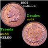 Image 1 : 1907 Indian Cent 1c Grades Select AU