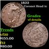Image 1 : 1822 Coronet Head Large Cent 1c Grades vf details