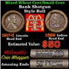 Image 1 : Mixed small cents 1c orig shotgun roll, 1917-d Wheat Cent, 1899 Indian Cent other end