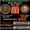 Image 1 : Mixed small cents 1c orig shotgun roll, 1917-s Wheat Cent, 1889 Indian Cent other end