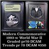 Image 1 : 1991-1995-w WWII Modern Commem Dollar $1 Grades GEM++ Proof Deep Cameo