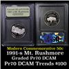 Image 1 : 1991-s Mount Rushmore Modern Commem Half Dollar 50c Grades GEM++ Proof Deep Cameo