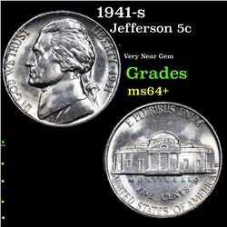 1941-s Jefferson Nickel 5c Grades Choice+ Unc