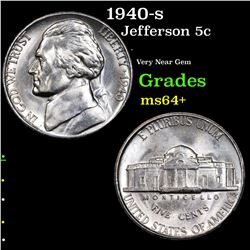 1940-s Jefferson Nickel 5c Grades Choice+ Unc