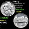 Image 1 : 1942-p Jefferson Nickel 5c Grades Choice+ Unc
