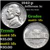 Image 1 : 1942-p Jefferson Nickel 5c Grades Select Unc+ 5fs