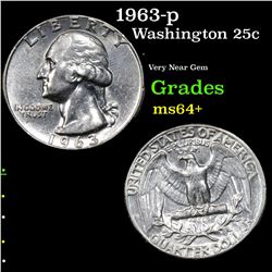 1963-p Washington Quarter 25c Grades Choice+ Unc