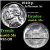 Image 1 : 1940-p Jefferson Nickel 5c Grades Choice Unc+ 5fs