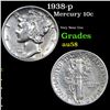 Image 1 : 1938-p Mercury Dime 10c Grades Choice AU/BU Slider