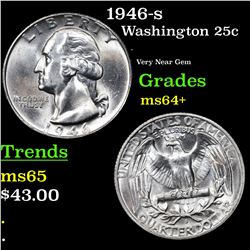 1946-s Washington Quarter 25c Grades Choice+ Unc