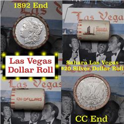 *Auction Highlight* Full Morgan/Peace Sahara Hotel silver $1 roll $20, 1892 & CC ends (fc)