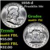 Image 1 : 1958-d Franklin Half Dollar 50c Grades Select Unc+ FBL
