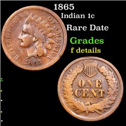 1865 Indian Cent 1c Grades f details