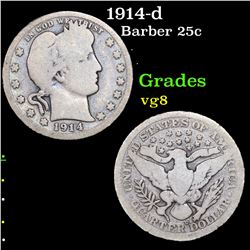 1914-d Barber Quarter 25c Grades vg, very good