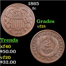 1865 Two Cent Piece 2c Grades vf+