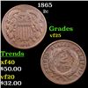 Image 1 : 1865 Two Cent Piece 2c Grades vf+