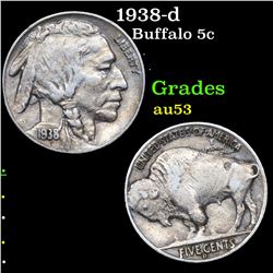 1938-d Buffalo Nickel 5c Grades Select AU
