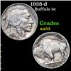 Image 1 : 1938-d Buffalo Nickel 5c Grades Select AU
