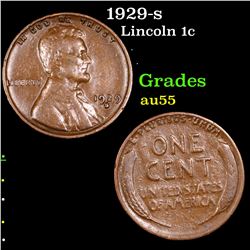 1929-s Lincoln Cent 1c Grades Choice AU