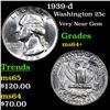 Image 1 : 1939-d Washington Quarter 25c Grades Choice+ Unc