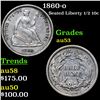 Image 1 : 1860-o Seated Liberty Half Dime 1/2 10c Grades Select AU