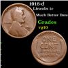 Image 1 : 1916-d Lincoln Cent 1c Grades vg+