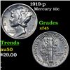 Image 1 : 1919-p Mercury Dime 10c Grades xf+