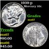 Image 1 : 1939-p Mercury Dime 10c Grades GEM++ Unc