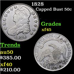 1828 Capped Bust Half Dollar 50c Grades xf+