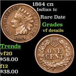 1864 cn Indian Cent 1c Grades vf details