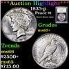 Image 1 : ***Auction Highlight*** 1935-p Peace Dollar $1 Graded GEM+ Unc By USCG (fc)