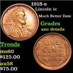 1918-s Lincoln Cent 1c Grades Unc Details