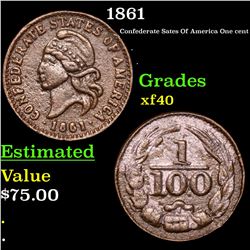 1861 Confederate 1c 1c Grades xf